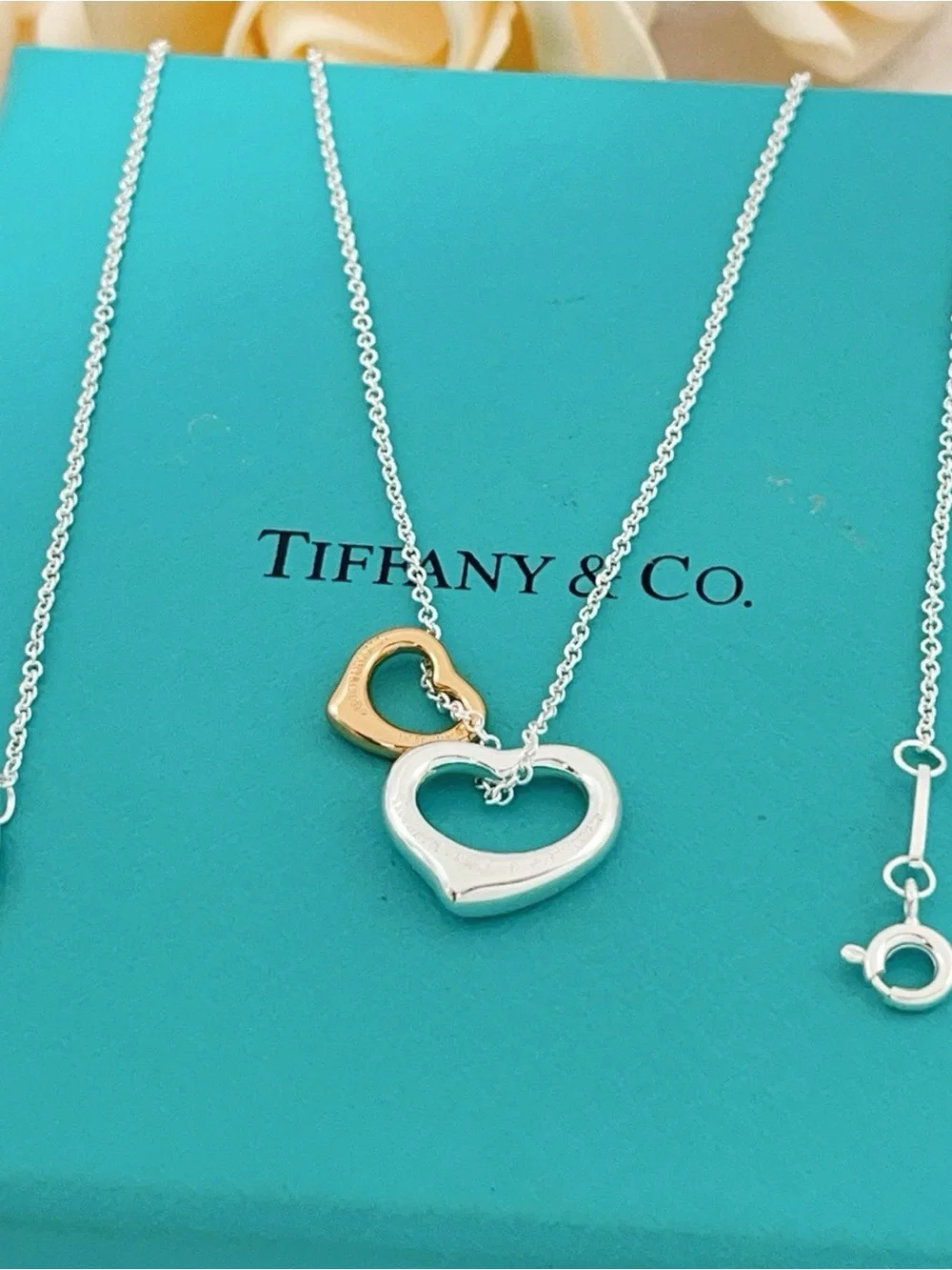 Tiffany & Co. Two-Tone Silver and Gold Interlocking Heart Necklace